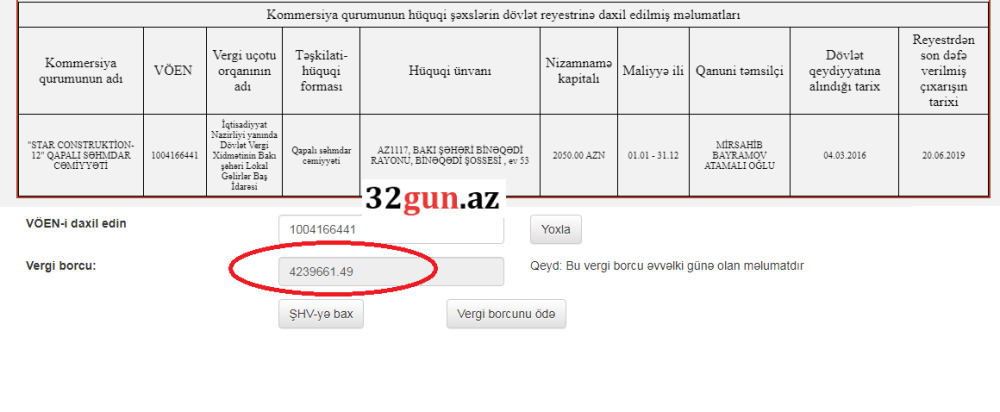 Bakı İcra Hakimiyyətinin əsas tenderlərinin “qalibi” olmuş şirkətin dövlətə külli miqdardavergi borcu üzə çıxdı - 4milyon manatdan çox